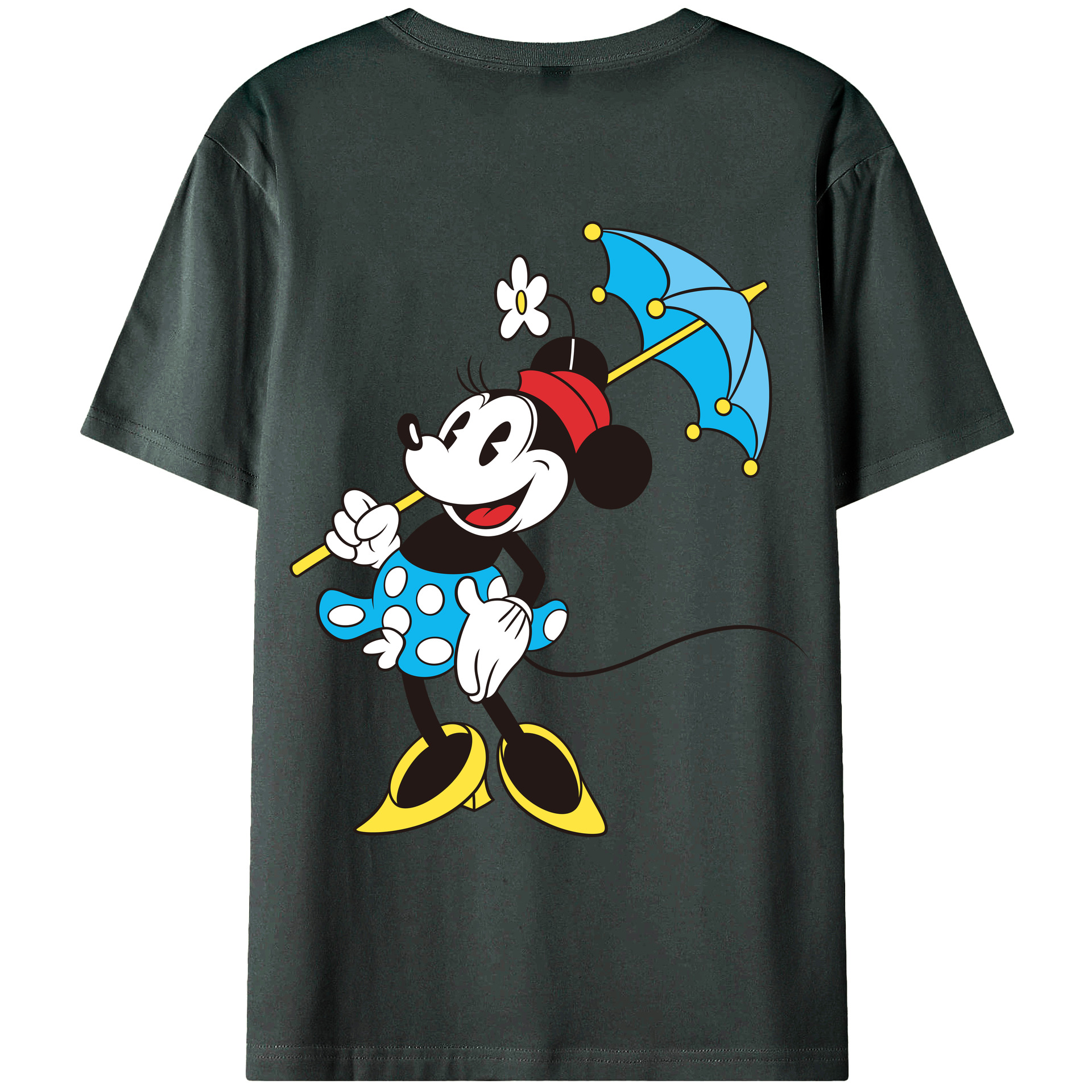 ミッキーマウス Mickey Mouse 綿100％ メンズ半袖Tシャツ（バックプリント） 通気性